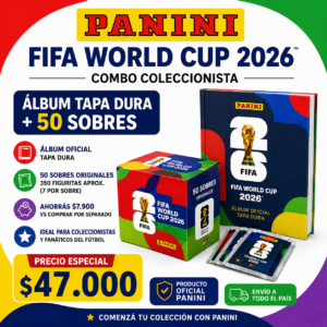 Combo Álbum Panini FIFA World Cup 2026 Tapa Dura + 50 Sobres Oficiales 350 Figuritas